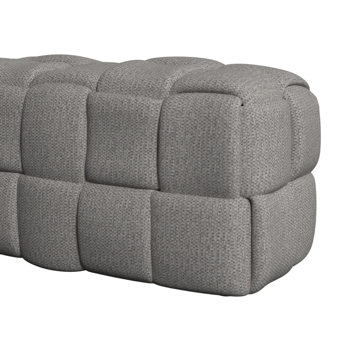 HOCKERBANK Ella Grau Bouclé Gepolstert - Grau, Holz (110/45/45cm)