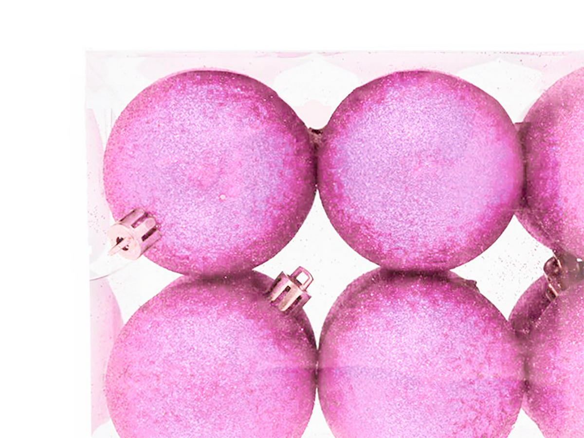 WEIHNACHTSORNAMENTE 12er-Set Ornamente rosa mit Glitzer 4 cm - Pink, Kunststoff (4/4/4cm) - LAALU