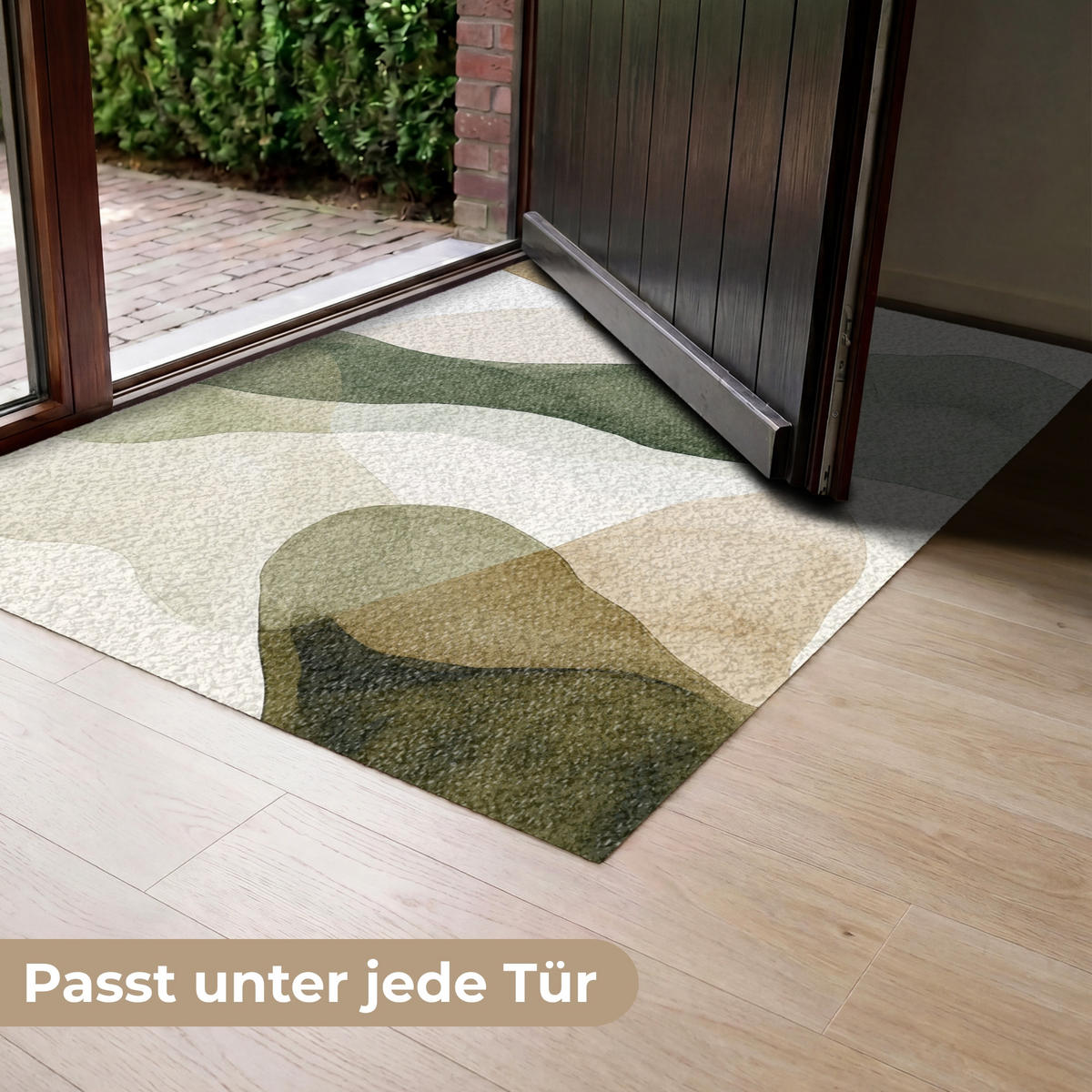 ROHOŽKA Japandi - Abstraktní - Zelená 120x80 cm - různobarevná, textil/umělá hmota (120/0.4cm) - MuchoWow