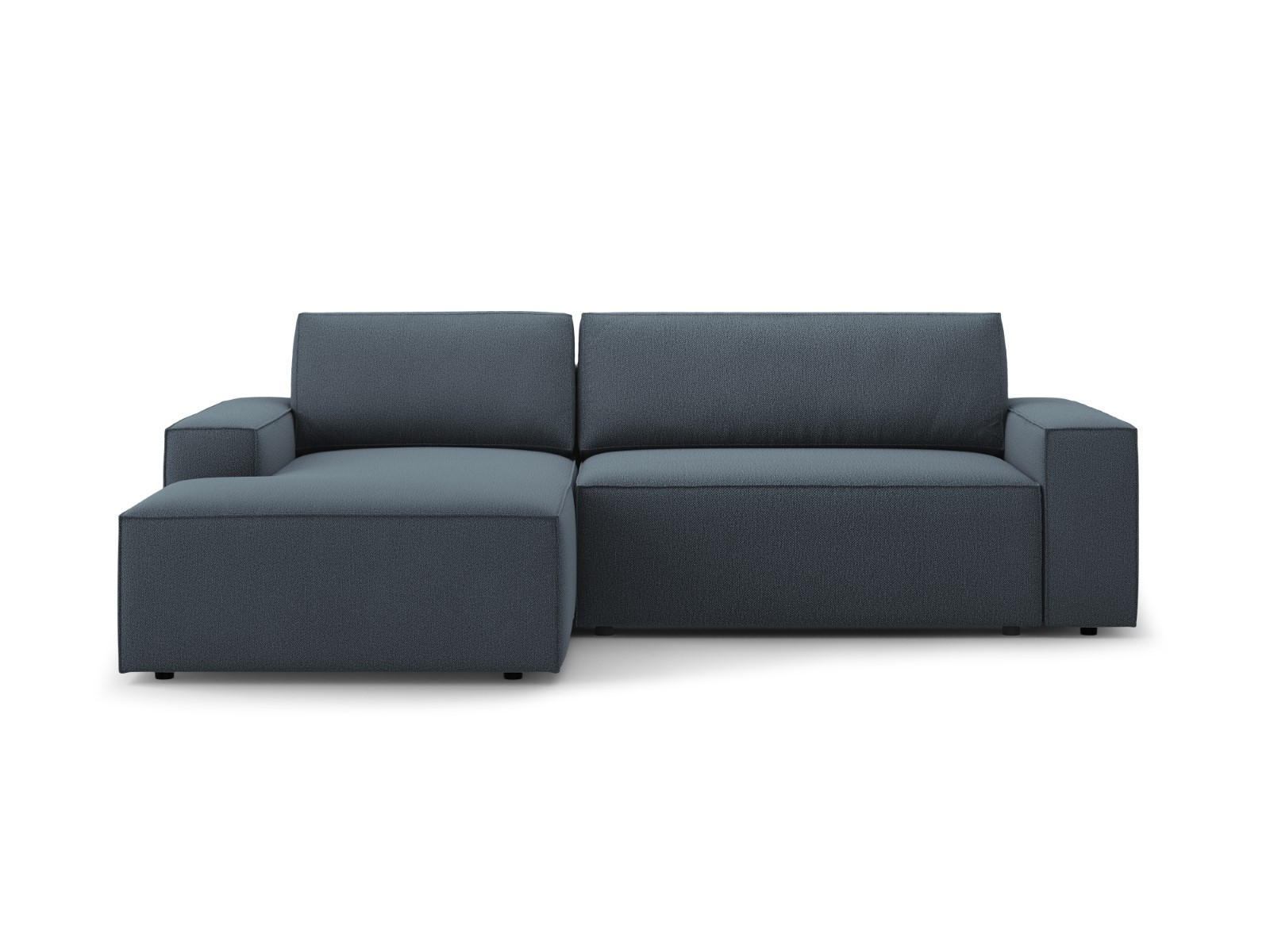 AUSKLAPPBARES-ECKSOFA links mit Container Jodie aus strukturiertem Stoff blau 3 Sitzplätze - Blau, Textil (246/151cm) - Micadoni