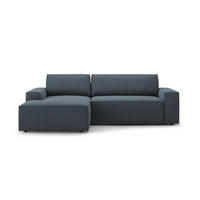 AUSKLAPPBARES-ECKSOFA links mit Container Jodie aus strukturiertem Stoff blau 3 Sitzplätze - Blau, Textil (246/151cm) - Micadoni