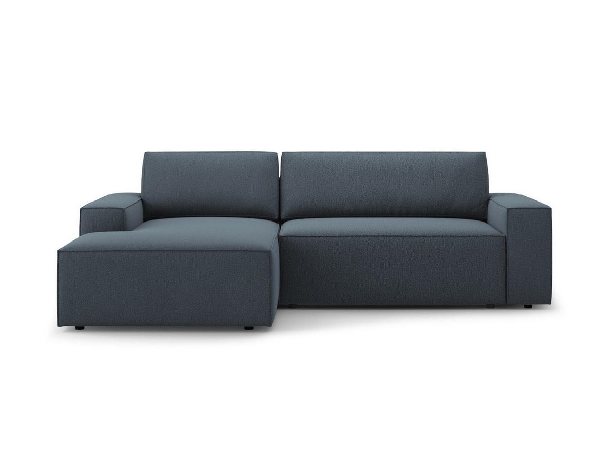 AUSKLAPPBARES-ECKSOFA links mit Container Jodie aus strukturiertem Stoff blau 3 Sitzplätze - Blau, Textil (246/151cm) - Micadoni