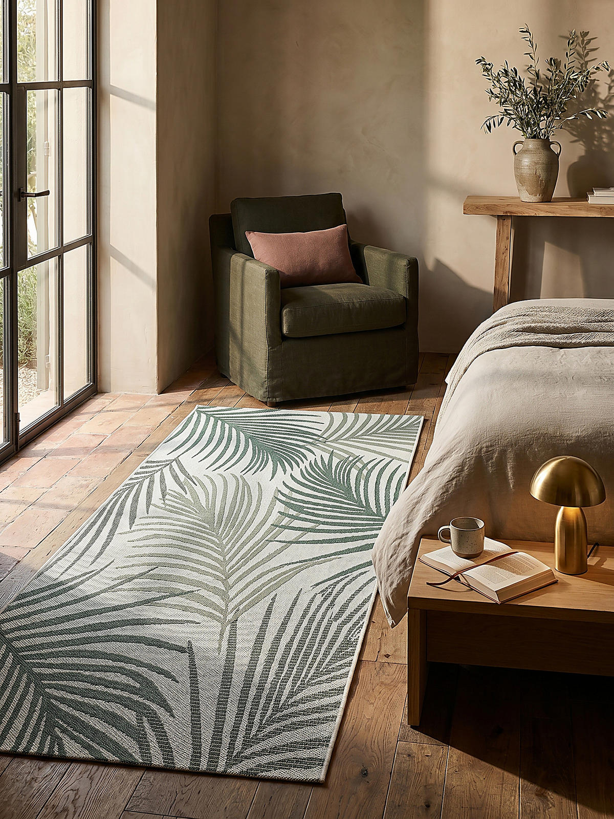 TEPPICHLÄUFER Palmblätter BORNO Polypropylen Grün 80 x 150 cm - Grün, Textil (80/150cm) - KADIMA DESIGN