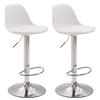 BARHOCKER 2er Set Lederlook weiß - Chromfarben/Walnussfarben, Kunststoff/Textil (39/82/43cm) - CLP