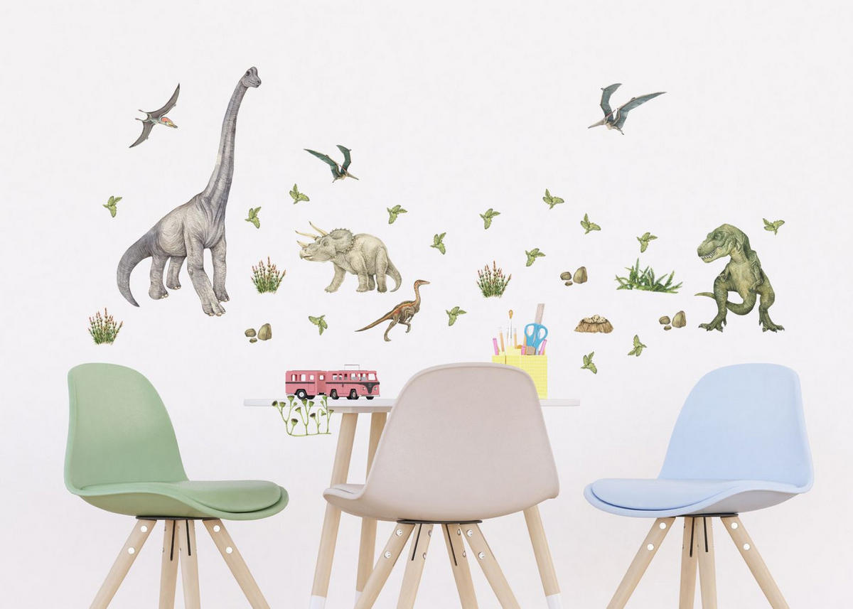 WANDTATTOO Dinosaurier 65 x 42.5 cm - Multicolor, Papier (65/42.5/42.5cm) - Sanders & Sanders