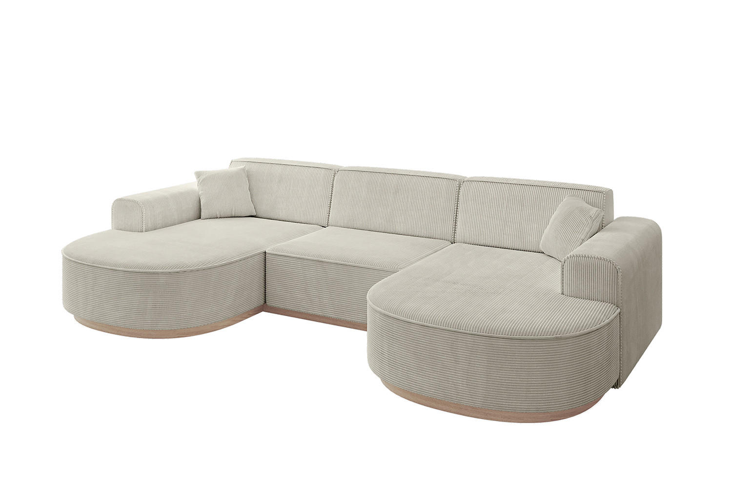 WOHNLANDSCHAFT MARI-U1-v1 - 303x171x83 cm Creme Cord - Hellgrau/Creme, Holzwerkstoff/Textil (303/83/171cm) - ALTDECOR