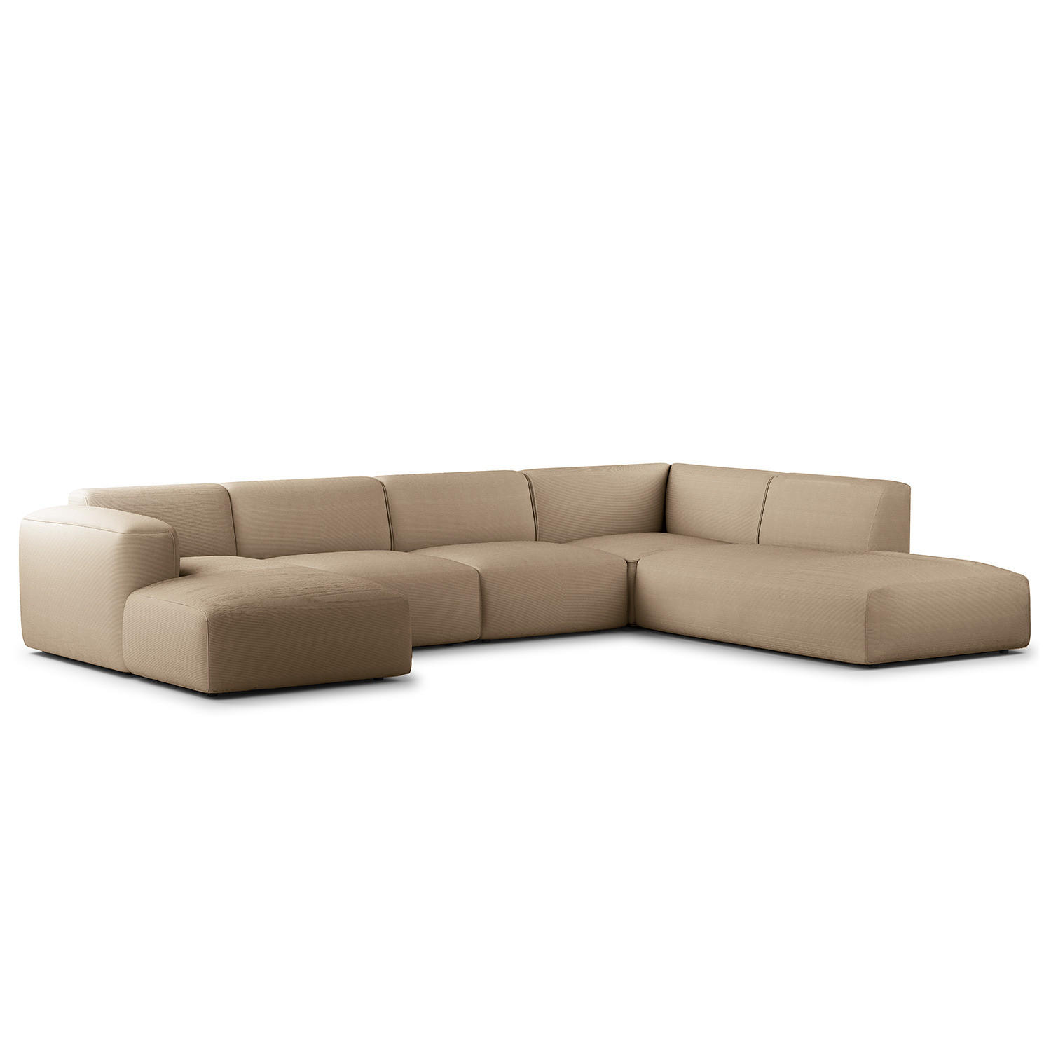 WOHNLANDSCHAFT mit Longchair - Taupe/Schwarz, Kunststoff/Textil (325/71/235cm) - home24