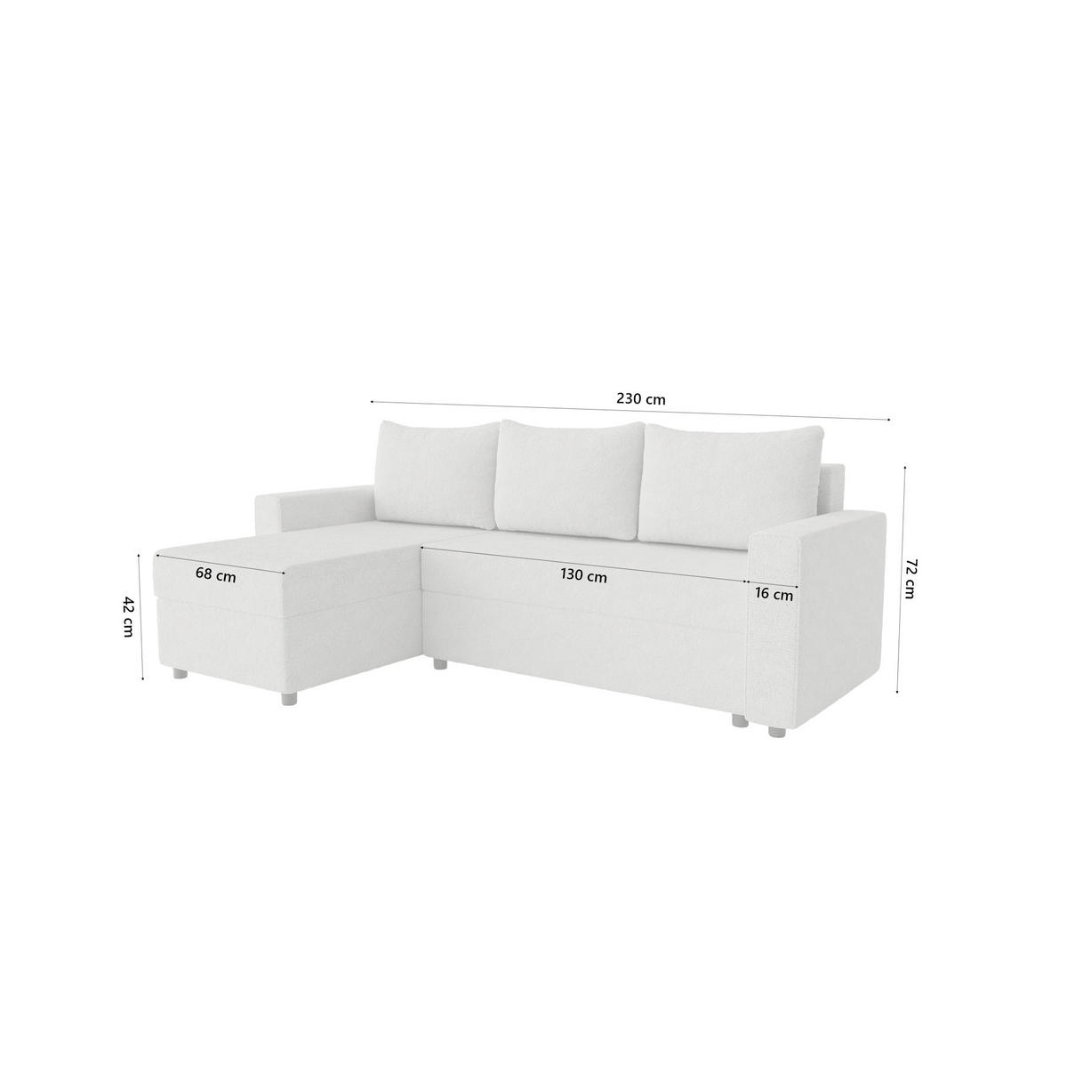 ECKSOFA Goka Lux L mit Schlaffunktion und 2 Bettkästen, Grau - Grau, Textil (230/146cm) - Fedve