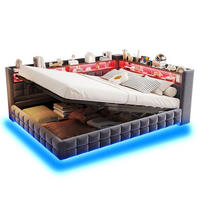 SCHLAFSOFA 140x200 cm in Grau mit Stauraum, LED-Beleuchtung und Ladeanschlüssen - Grau, Textil (140/200cm) - IVMEU