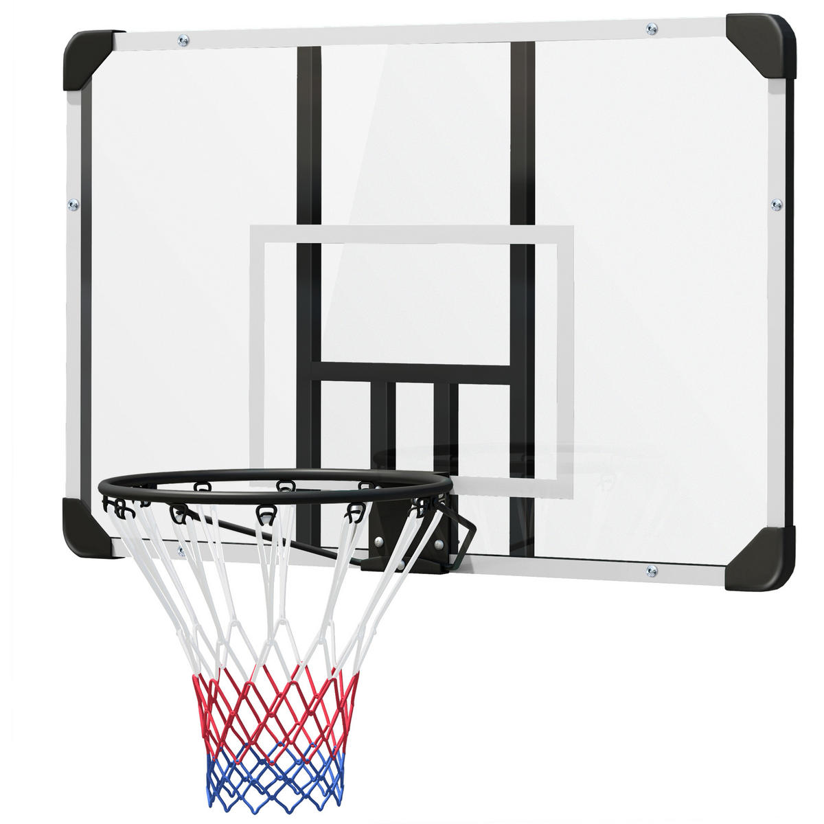 BASKETBALLKORB DE-10443 höhenverstellbar mit Wandmontage Schwarz - Multicolor, Metall (61/113cm) - ComfortXL