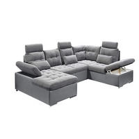 WOHNLANDSCHAFT mit Schlaffunktion und Bettkasten, Luxus-Webstoff - Grau, Textil (218/104/324cm) - ed exciting design