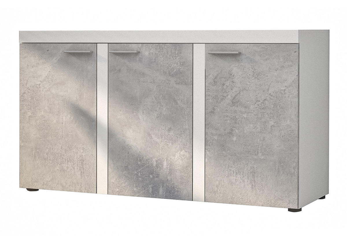 SIDEBOARD Spacoro 3D Weiß, Beton 148,8/82/40,3 cm – Wohnzimmer Kommode Modern - Hellgrau/Weiß, Holzwerkstoff/Kunststoff (149/82/40cm) - AX Living