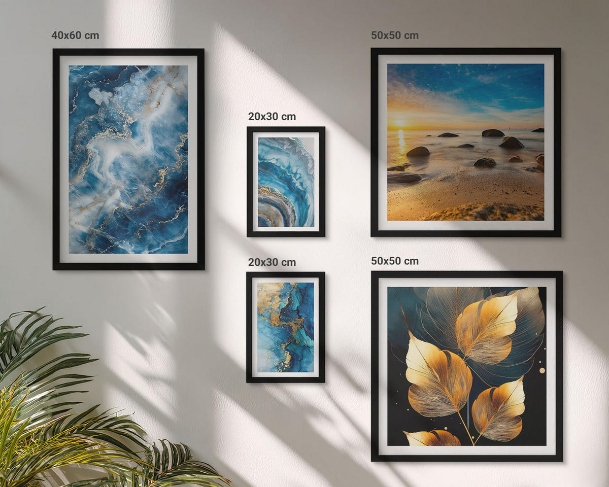 WANDBILDER 5er-Set - 50x50 cm & 20x30 cm & 40x60 cm Schwarzer Rahmen - Porträt einer Frau, Auge, Farben, Emotionen - Schwarz, Kunststoff (40/60cm) - ArtPrintCave
