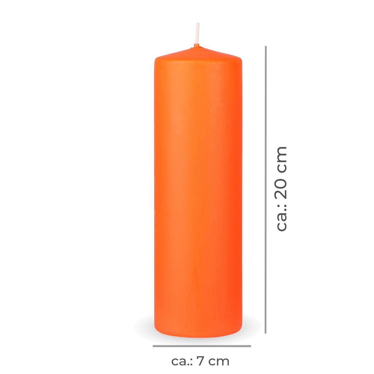 STUMPENKERZEN Ø7cm Orange Ø7cm x 20cm - Orange, Naturmaterialien (7/20cm) - HS Candle
