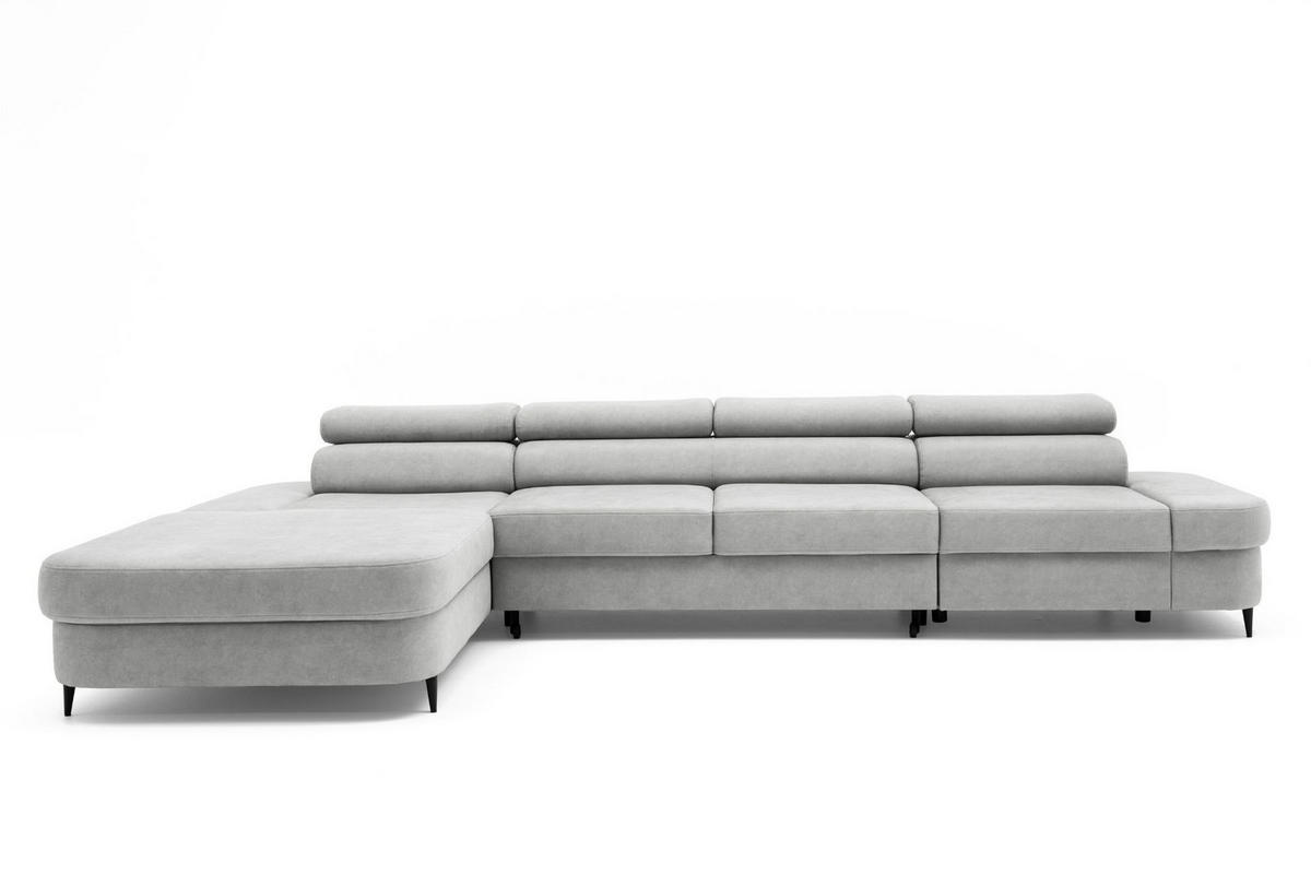 ECKSOFA JAZZ MAXI Links mit Schlaffunktion 125x195 Velours Grau - Schwarz/Grau, Holz/Textil (350/203cm) - Muffo