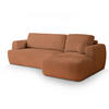 ECKSOFA SENTI N R-S Orange Boucle-Stoff mit Schlaffunktion - Orange, Holz (246/148cm) - MASSENO