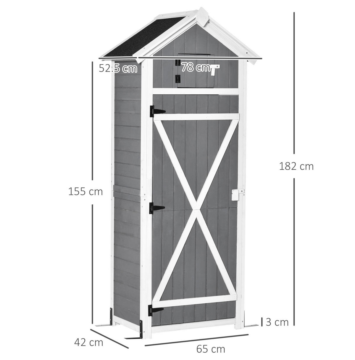 VRTNA omara 78/52,5/182 cm z vrati, streho in zložljivo mizo, lesena, Temno siva - temno siva, les (52.5/182/78cm) - Redom
