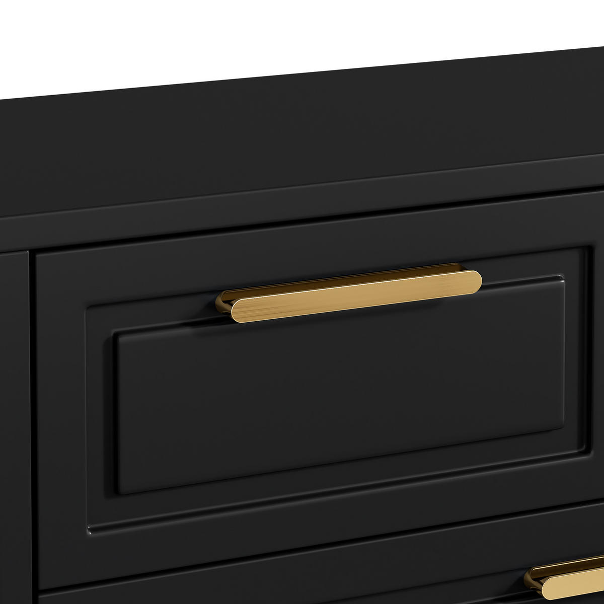 SCHUHSCHRANK in Schwarz Schuhkommode mit verstellbaren Regalen goldenen Griffen Schubladen Klapptüren , B95/T24/H107cm - Schwarz, Holzwerkstoff (95/107/24cm) - STILVORA