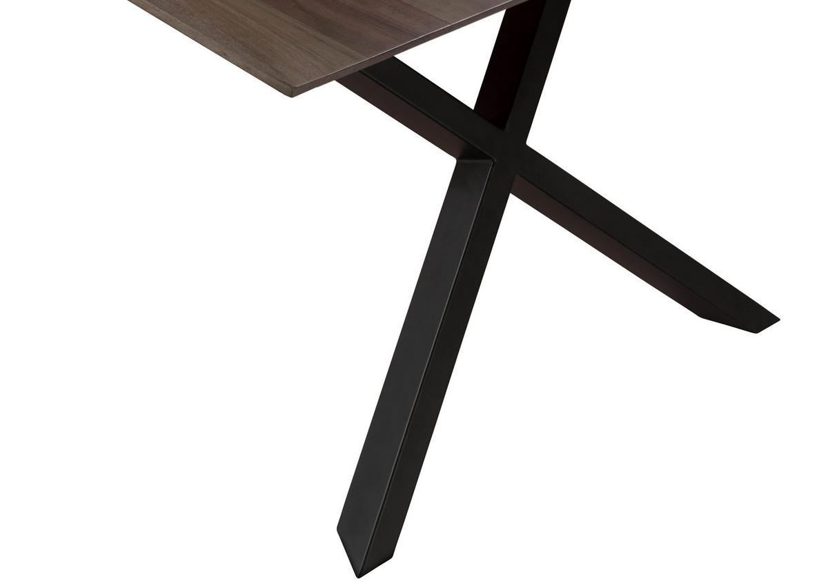 ESSTISCH Akazie 180x90x75 grau lackiert / ausgestellte X-Beine anthrazit matt SWISS EDGE - Grau, Holz (180/90/75cm) - Massivmoebel24