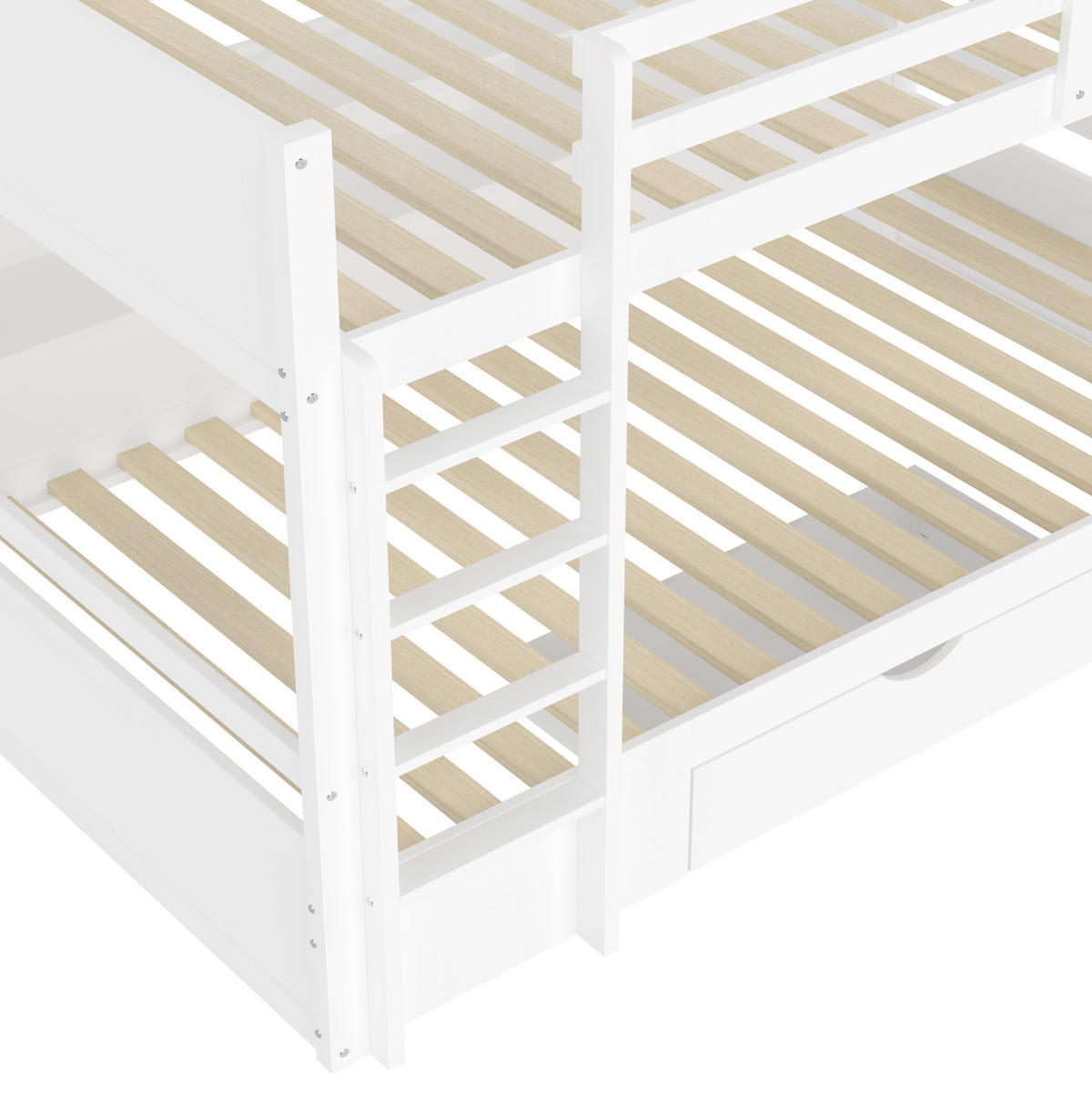 ETAGENBETT 90/200 cm aus Kiefer und MDF mit Schublade und Ablagefächern Weiß - Weiß, Holz (90/200cm) - Modenvie
