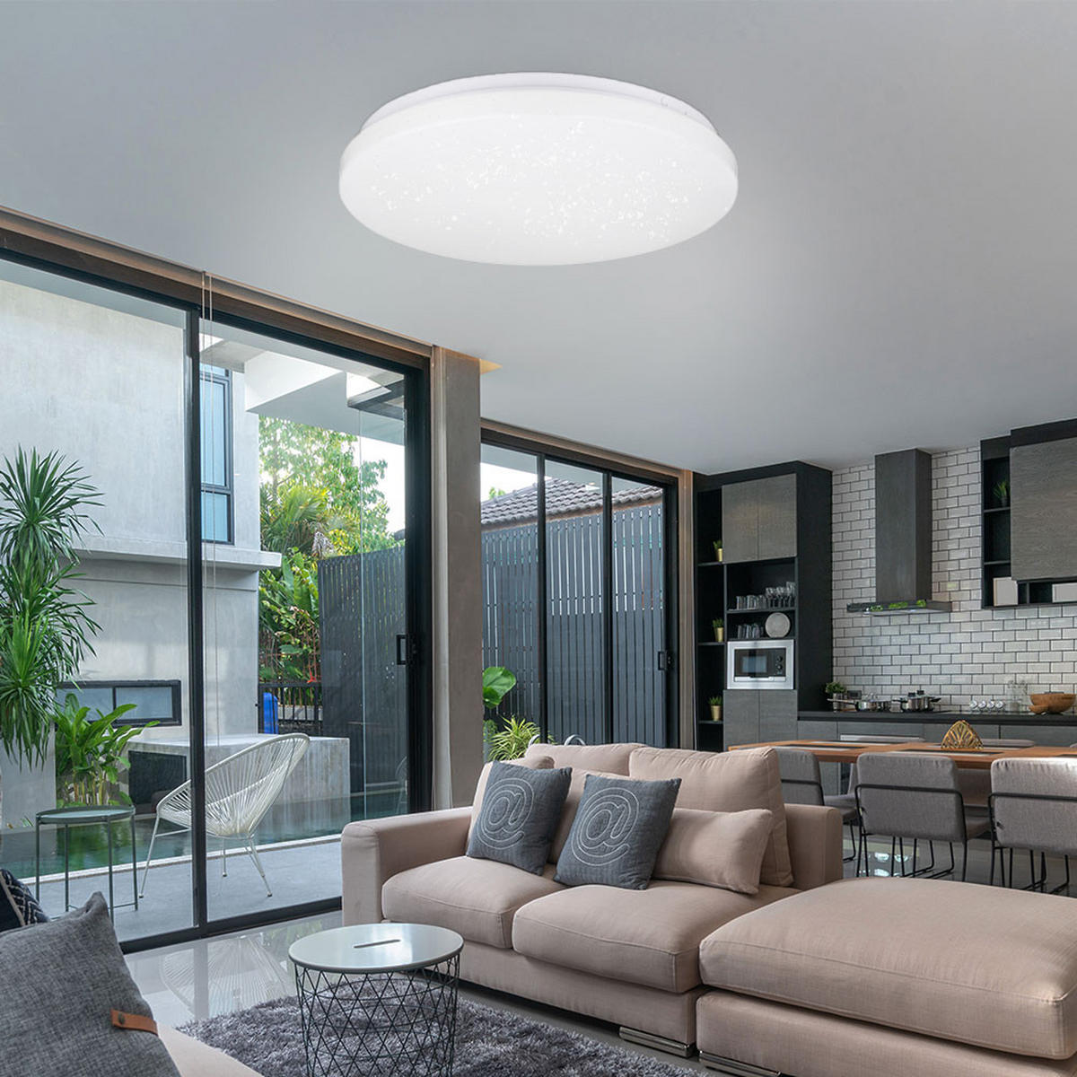 LED DECKENLEUCHTE Opal Weiß mit Sterneneffekt - Weiß, Metall (35/35/5.5cm)