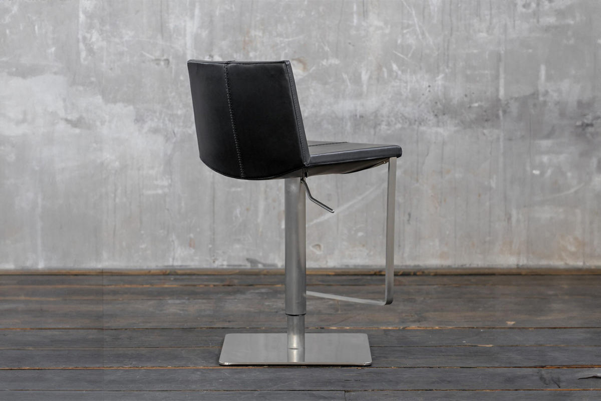 BARHOCKER FES Schwarz Kunstleder - Schwarz, Leder (42/85/51cm) - KAWOLA