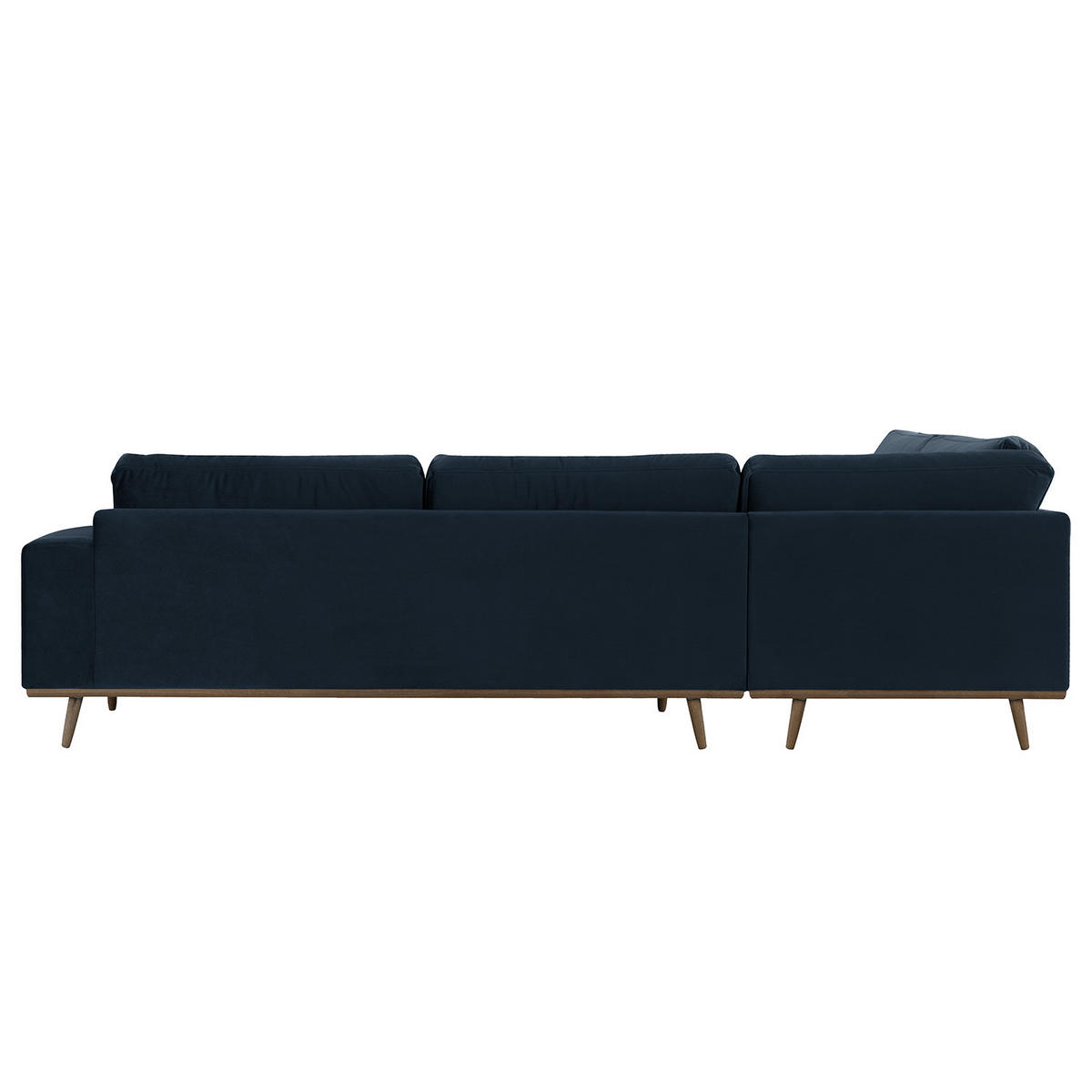ECKSOFA mit Ottomane - Eichefarben/Dunkelblau, Eichenholz/Textil (287/219cm) - home24