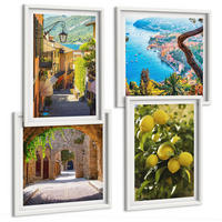 BILDER SET 4er Set - 50x50 cm & 40x60 cm Weißer Rahmen - Straßen am Meer, ein Meer aus Zitronen - Weiß, Kunststoff (50/50cm) - TULUP