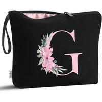 KULTURBEUTEL mit Initial G, Schwarz - Schwarz, Textil (5/16/24cm)