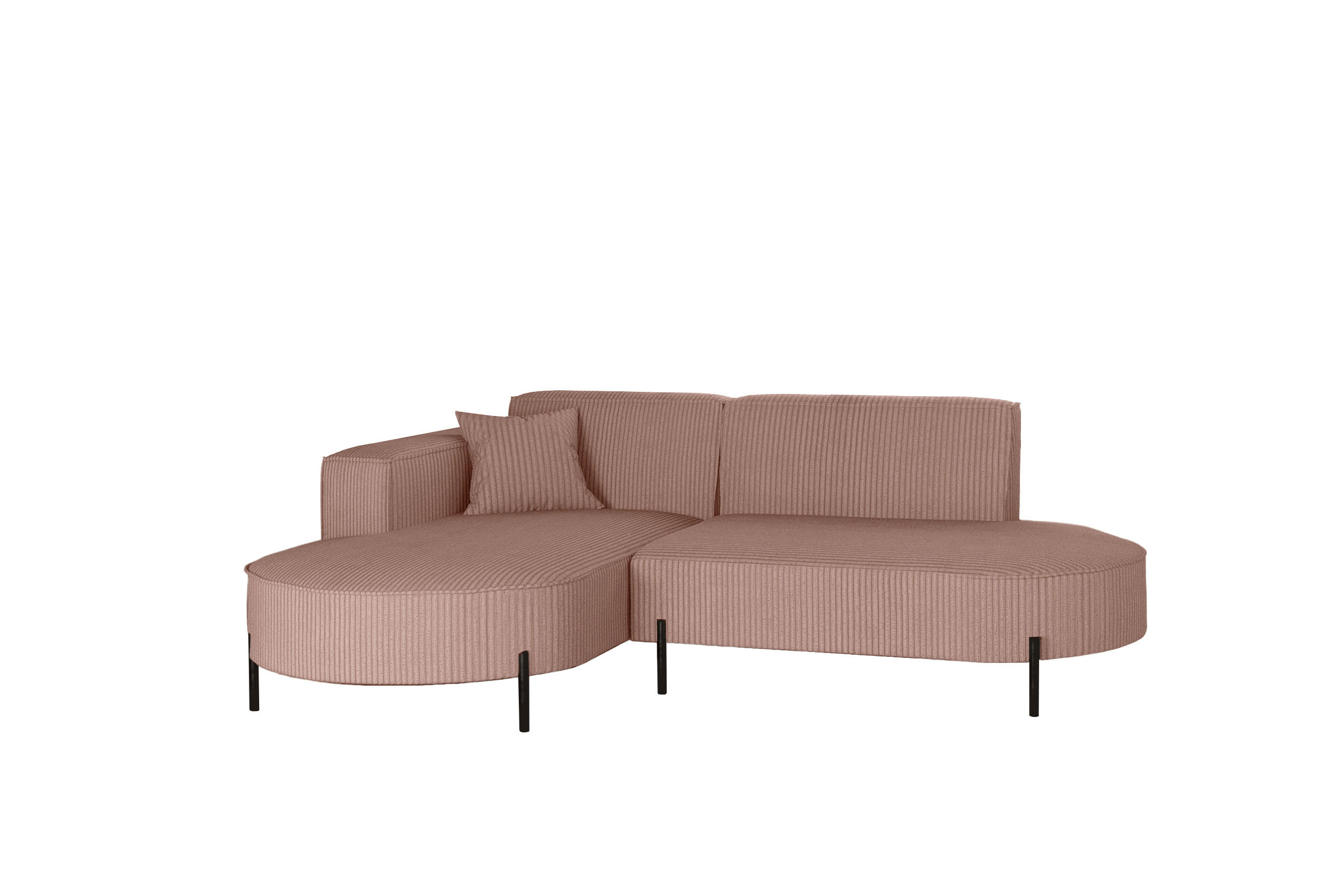 ECKSOFA L-Form Designer Modena Rein stoff Poso Rosa Links - Rosa, Holzwerkstoff (165/236cm) - Kaiser Möbel
