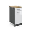 KÜCHENUNTERSCHRANK R-Line Weiß Hochglanz 40 cm, AP Eiche - Weiß Hochglanz/Anthrazit, Holzwerkstoff (40/81.6/60cm) - Vicco