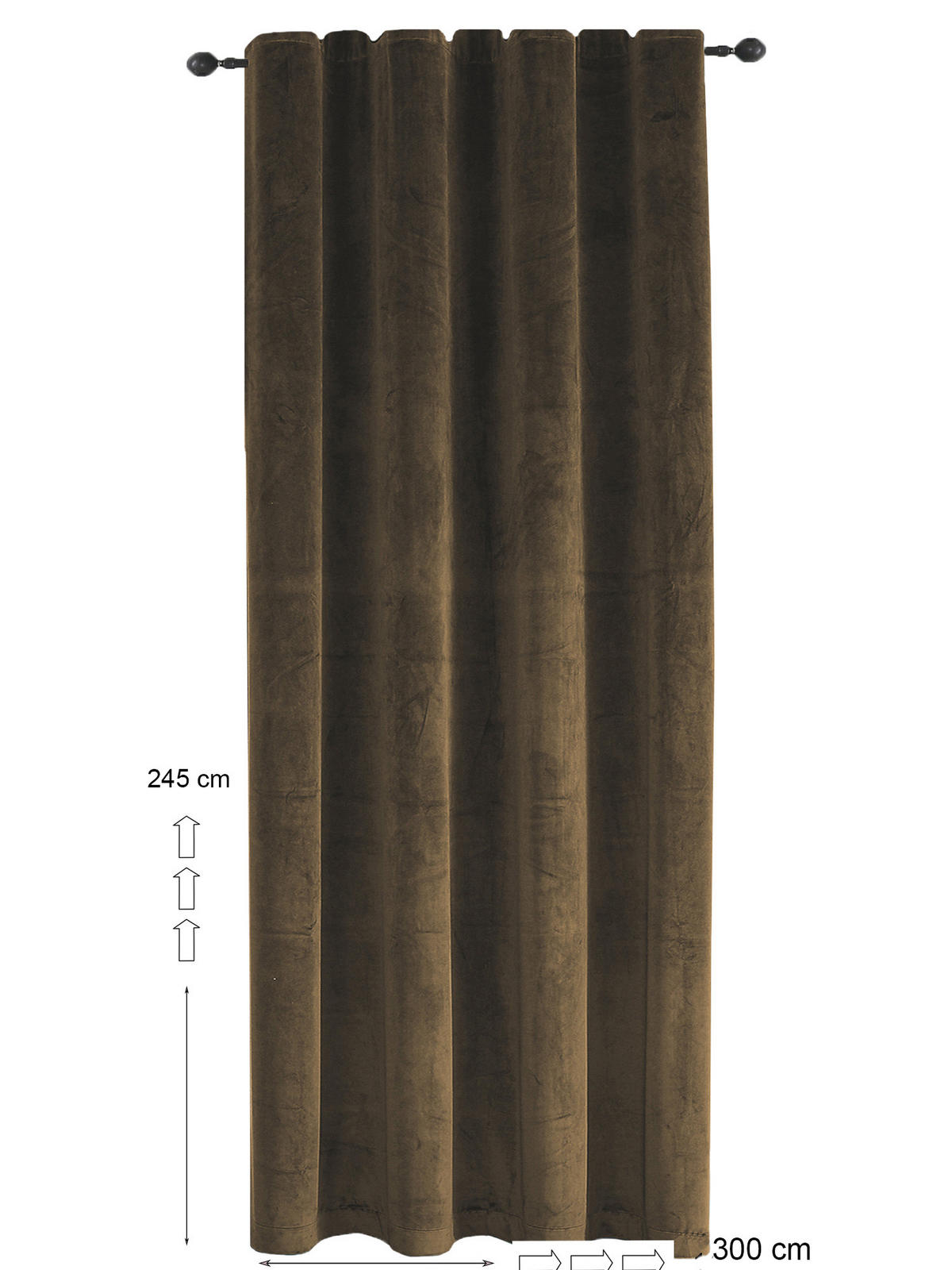 VORHANG Kräuselband Samt 300/245 cm Braun - Braun, Textil (300/245/245cm) - TiborTex