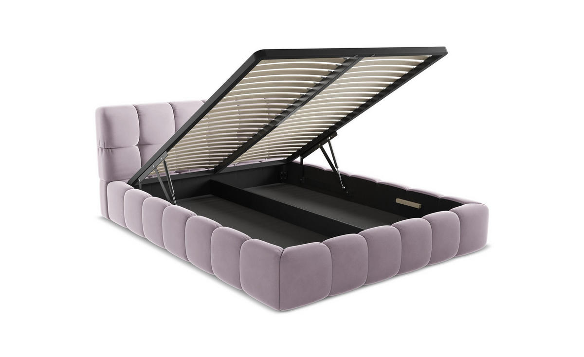 POLSTERBETT mit Bettkasten und Lattenrost 200x228 Grau - Dunkelgrau/Schwarz, Kunststoff/Textil (180/200cm) - Makamii