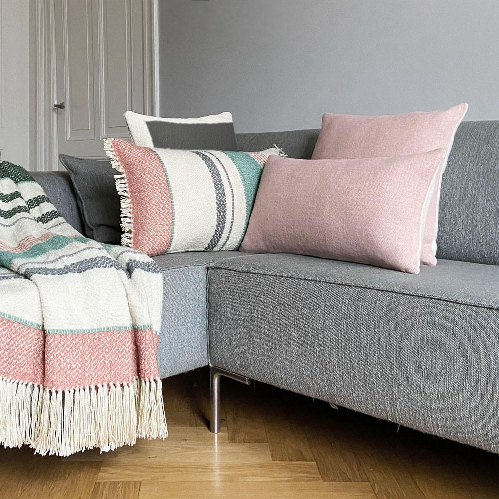 DECKE Mehrfarbig Pastell Bouclé - Pink/Pastellgrün, Textil (125/150cm) - Malagoon