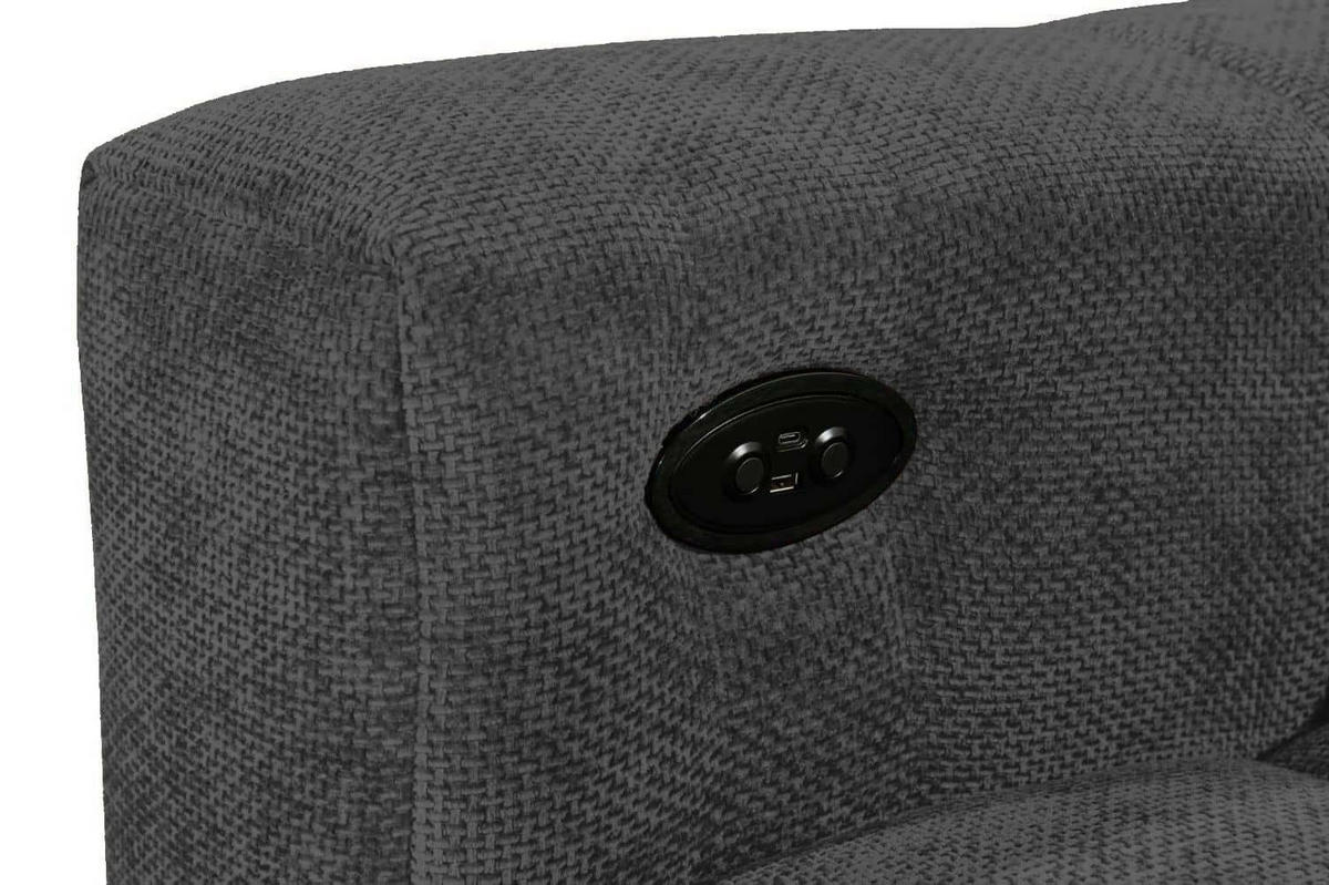 ECKSCHLAFSOFA mit elektronische Sitztiefenverstellung - Schwarz, Kunststoff/Textil (170/297cm) - ed exciting design