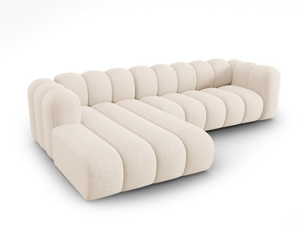 ECKSOFA modular links Lupine aus Chenille-Stoff leichtes beige 4 Sitzplätze - Creme, Textil (177/290cm) - Micadoni