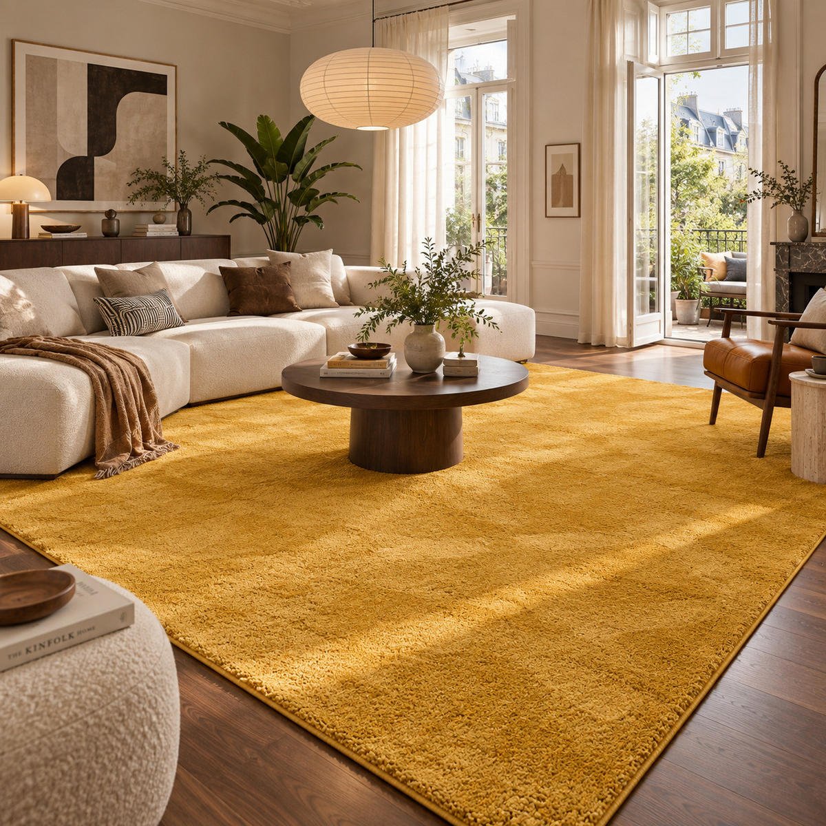 HOCHFLOR SHAGGY TEPPICH PALACE - Currygelb, Textil (200/200cm) - Snapstyle