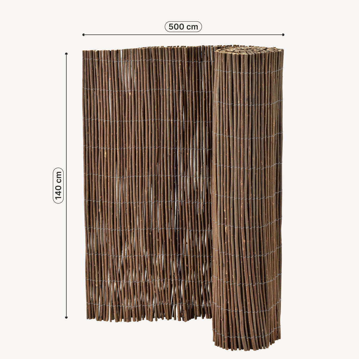 WEIDENZAUN Hyssna - Dunkelbraun, Naturmaterialien (140cm) - casa.pro