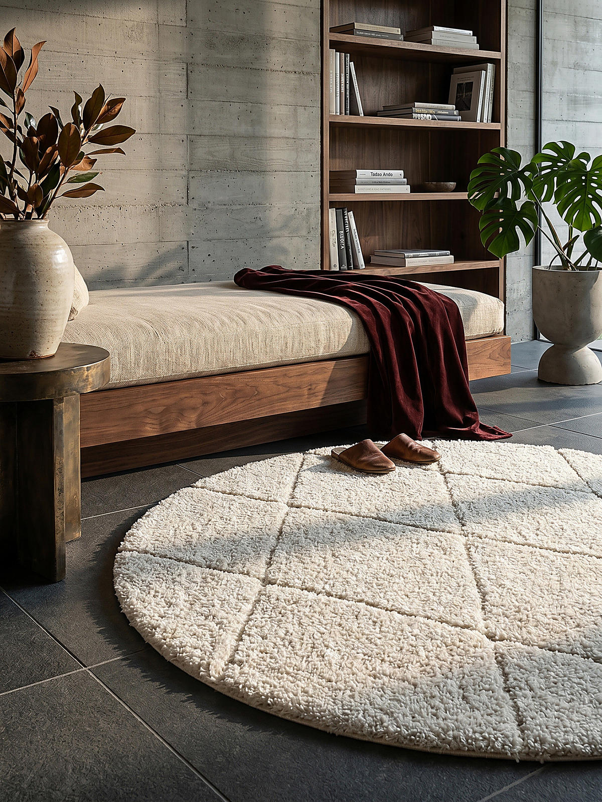 RUNDTEPPICH Berber ATRIO Polypropylen Creme 120 x 120 cm - Beige, Textil (120/120cm) - KADIMA DESIGN