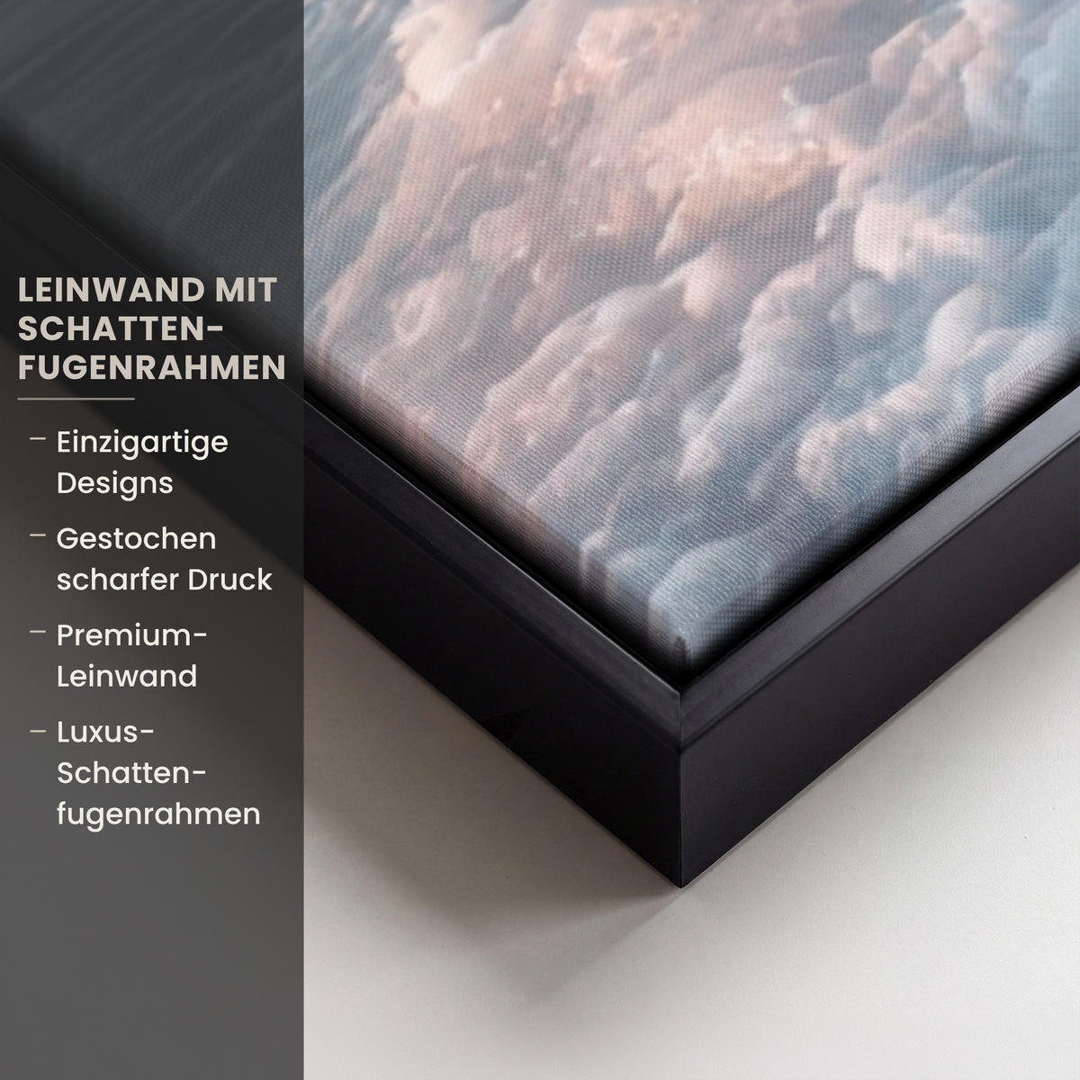 LEINWAND Bilder mit Rahmen - Küstenlinie - Pastell - Wasser - 90x90 - Pastellblau, Textil (90/90cm) - MuchoWow