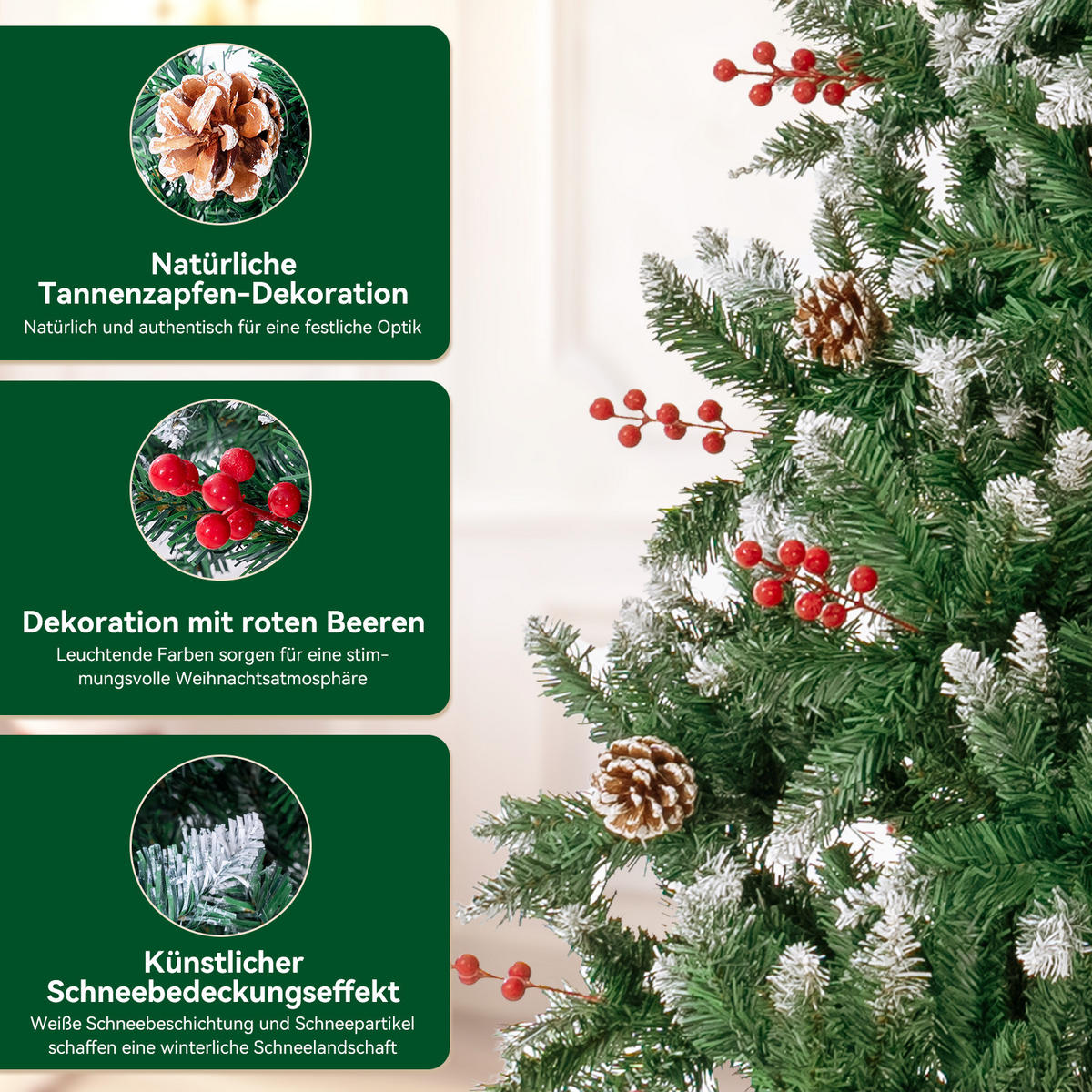 WEIHNACHTSBAUM 210 cm für Zuhause, Garten, Partys u. weihnachtliche Anlässe - Grün, Kunststoff (210cm)