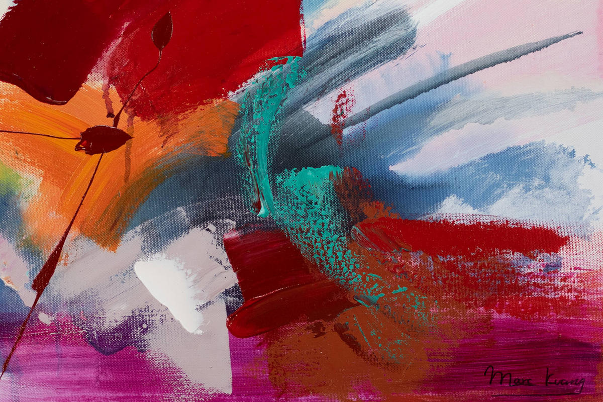 ACRYLBILD HANDGEMALT 50/50 cm - Blau/Gelb, Holz/Textil (50/50cm) - KUNSTLOFT