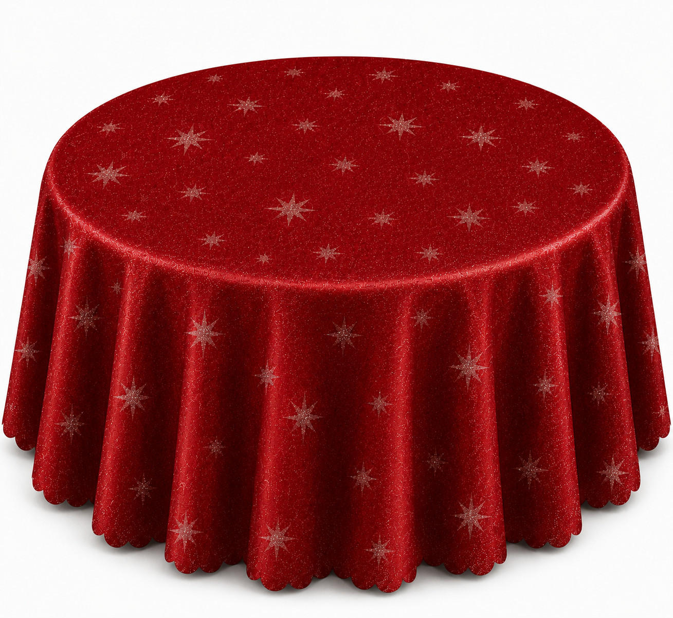 TISCHDECKE 180 rund Lurex Sterne Rot - Rot, Textil (180cm) - TiborTex
