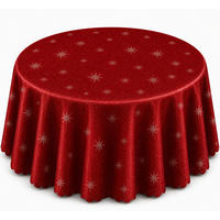 TISCHDECKE 180 rund Lurex Sterne Rot - Rot, Textil (180cm) - TiborTex