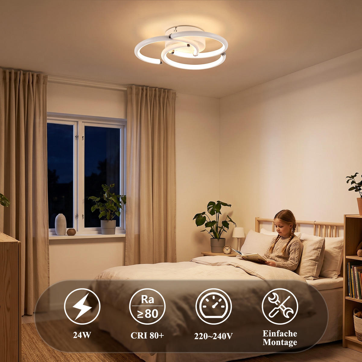 LED DECKENLEUCHTE Yvith 24/23.5/5.2 cm - Weiß, Kunststoff/Metall (24/23.5/5.2cm) - ZMH