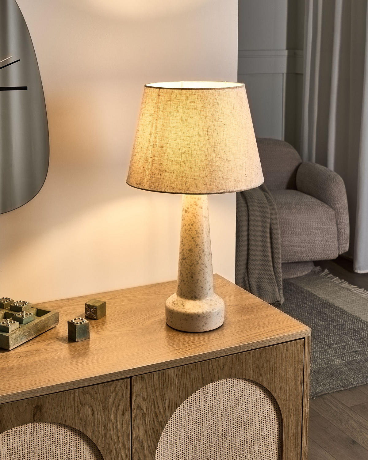 TISCHLAMPE Keramik Hellbeige Humuya - Blau/Beige, Keramik (28/28/50cm) - Beliani