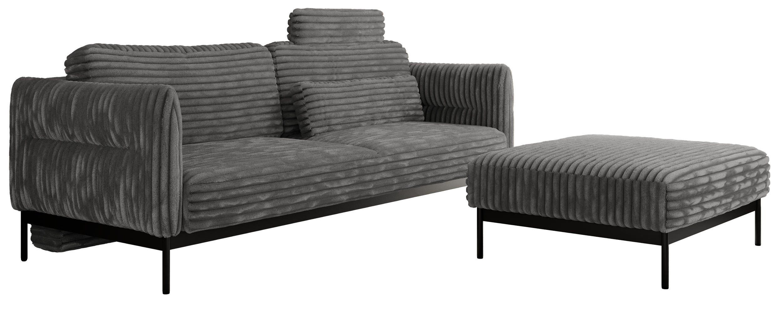 SCHLAFSOFA SALENTO Dunkelgrau Cord - Dunkelgrau/Schwarz, Textil/Metall (221/82/193cm) - MKS