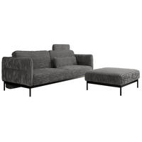 SCHLAFSOFA SALENTO Dunkelgrau Cord - Dunkelgrau/Schwarz, Textil/Metall (221/82/193cm) - MKS