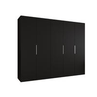 DREHTÜRENSCHRANK 202/250/52 5-türig - Kaschmir/Schwarz, Holz (250/202/52cm) - MÖBEL KRYSPOL