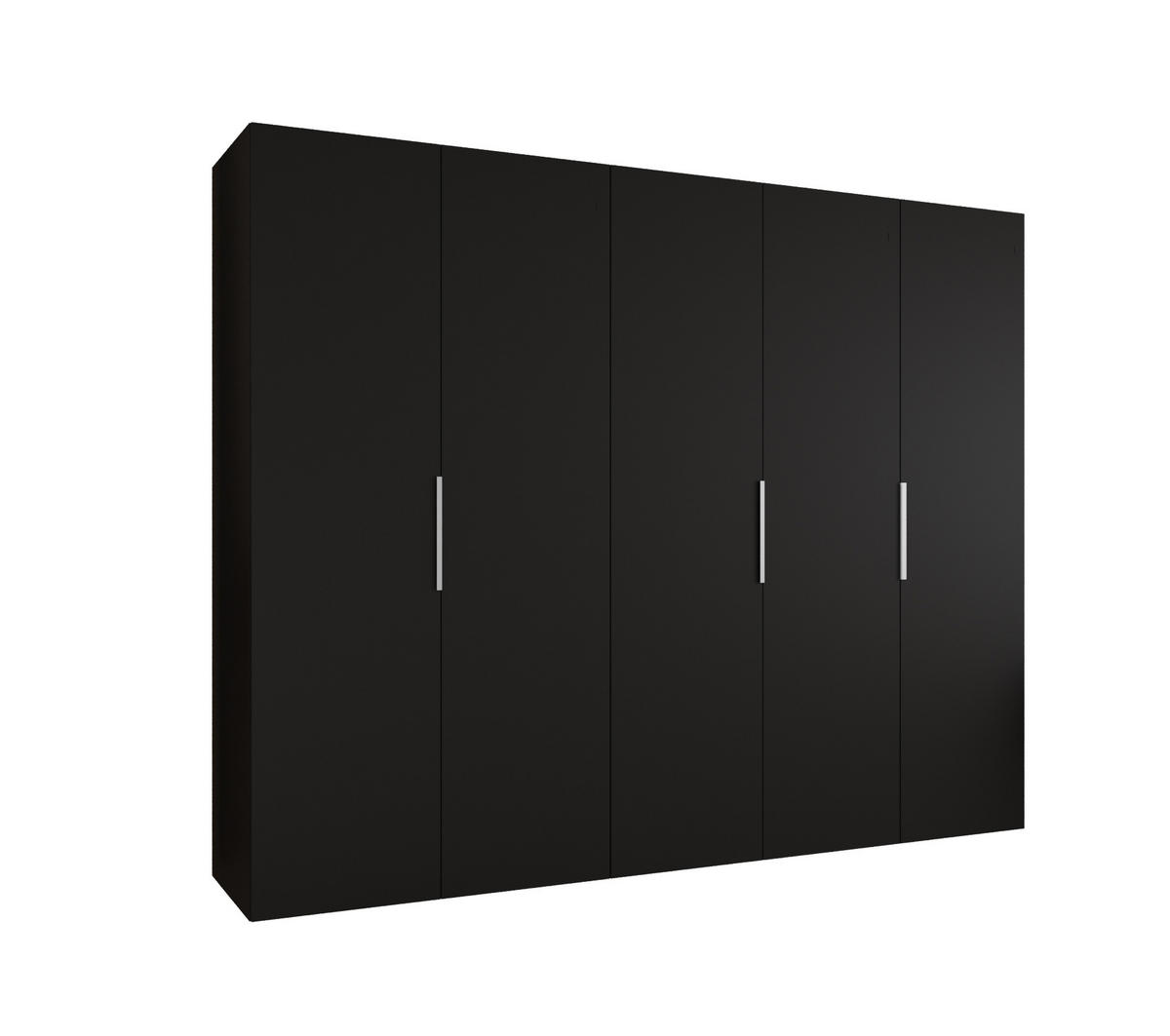 DREHTÜRENSCHRANK 202/250/52 5-türig - Kaschmir/Schwarz, Holz (250/202/52cm) - MÖBEL KRYSPOL